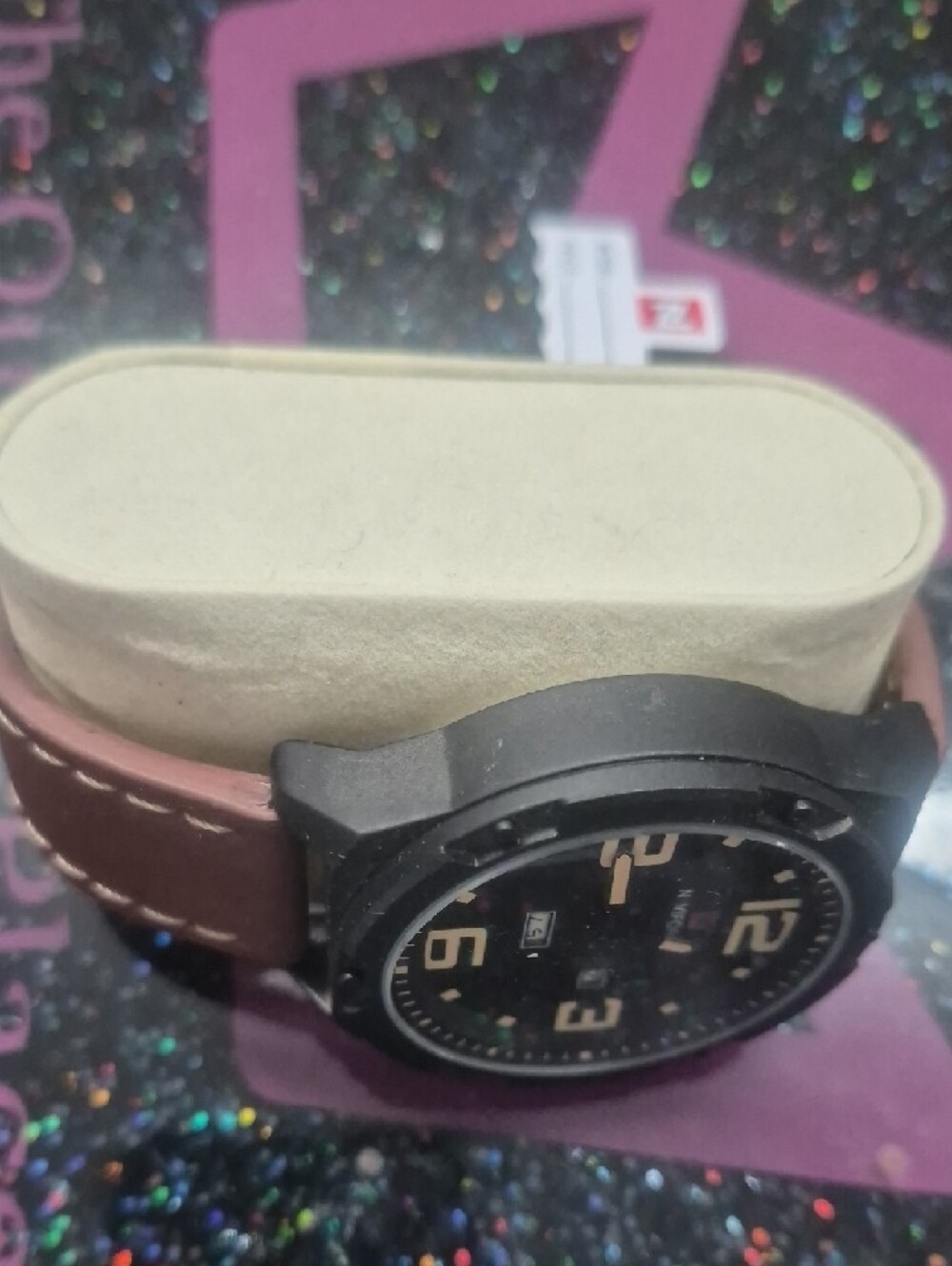 Black Dial Watch with Brown Leather Strap - Picture 2 of 5